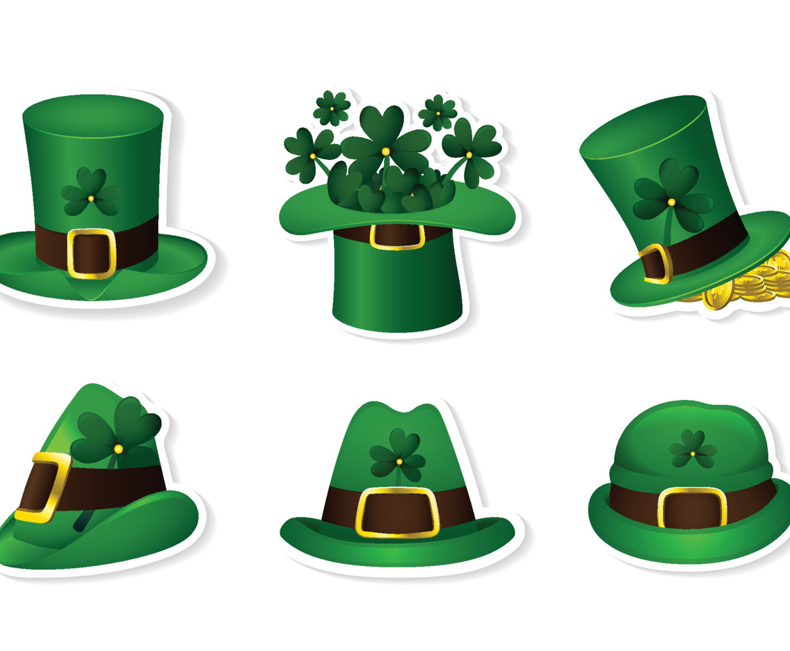 Saint Patrick's Day Leprechaun Green Hat Sticker Set