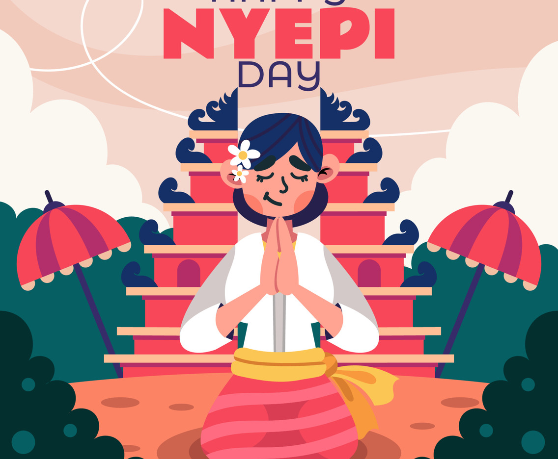 Prayer Woman in Nyepi Day