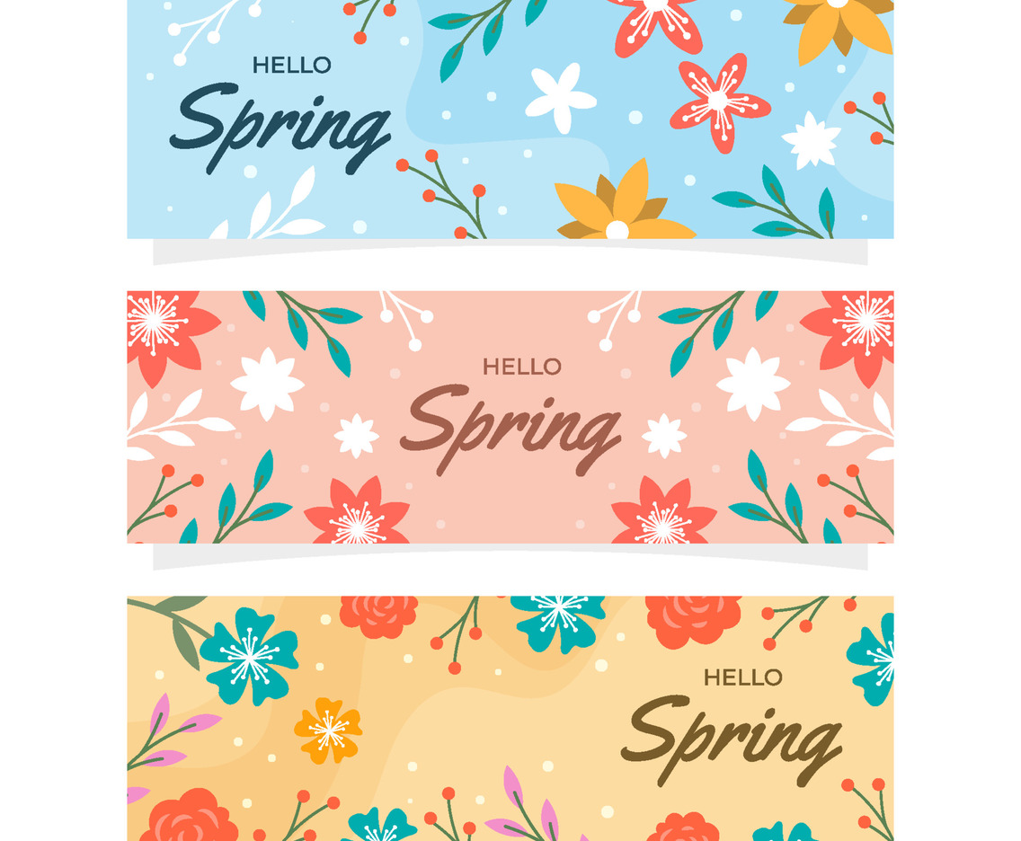 Spring Floral Element Banner Collection