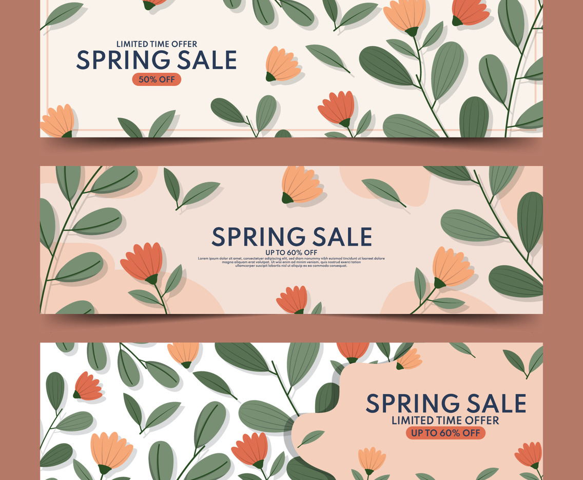 Spring Sale Banners With Flowers