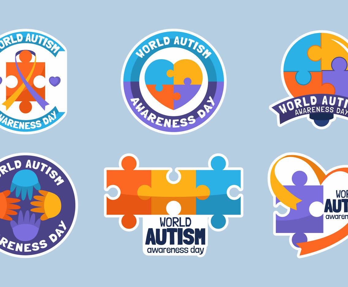 Set of World Autism Day Stickers