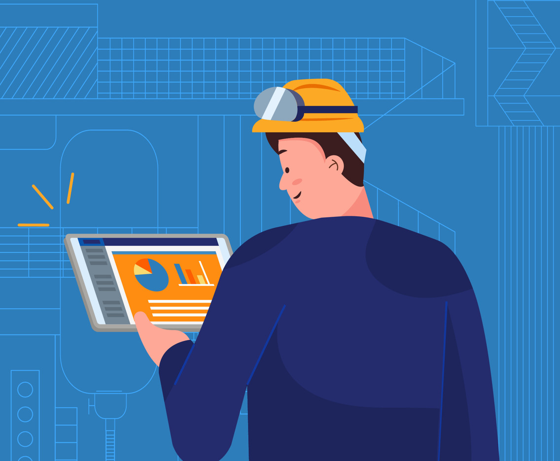Factory Worker Use Tablet To Work Concept