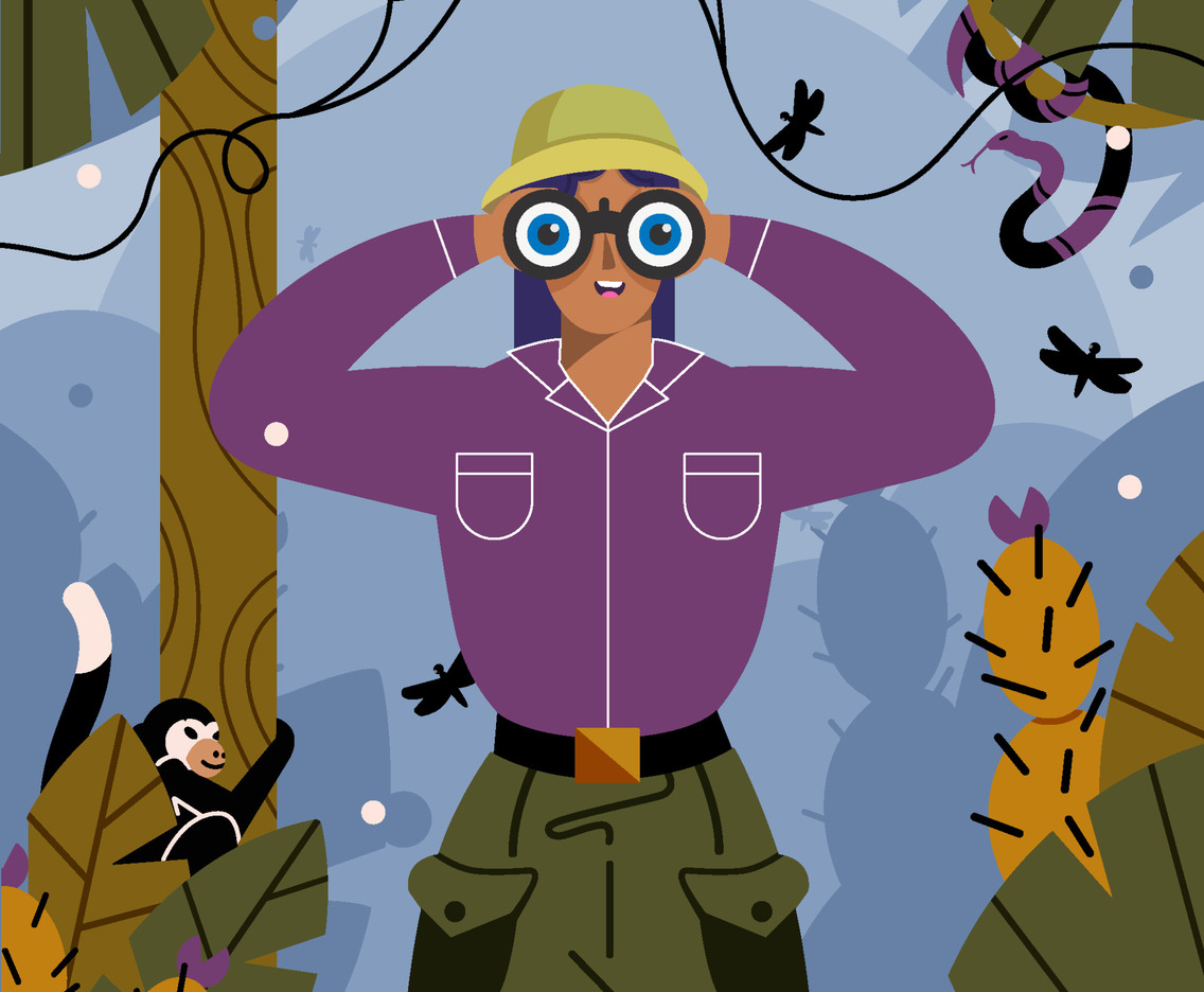 Girlscout Using Binocular In Her Adventure Concept