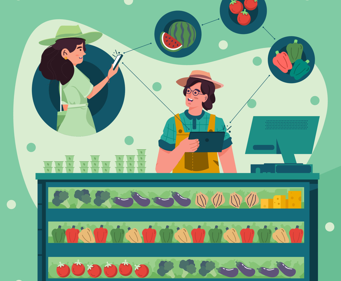 Woman Buy Groceries Online In New Normal Concept