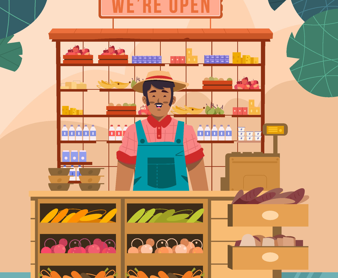 Grocery Stall Back To Buisness Concept