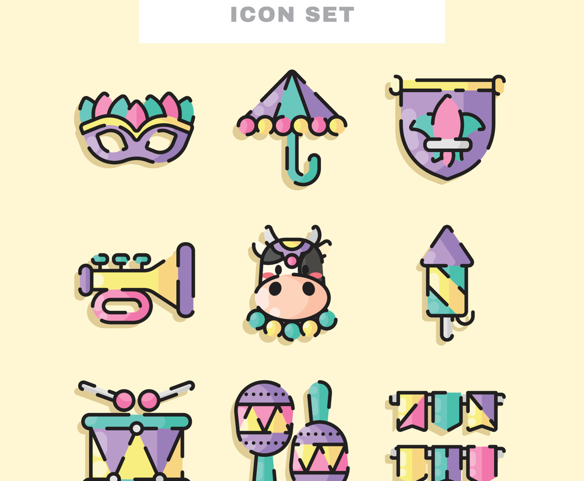 Mardi Gras Icon Set