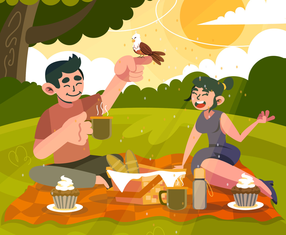 Picnic with Girlfriends at Beautiful Day