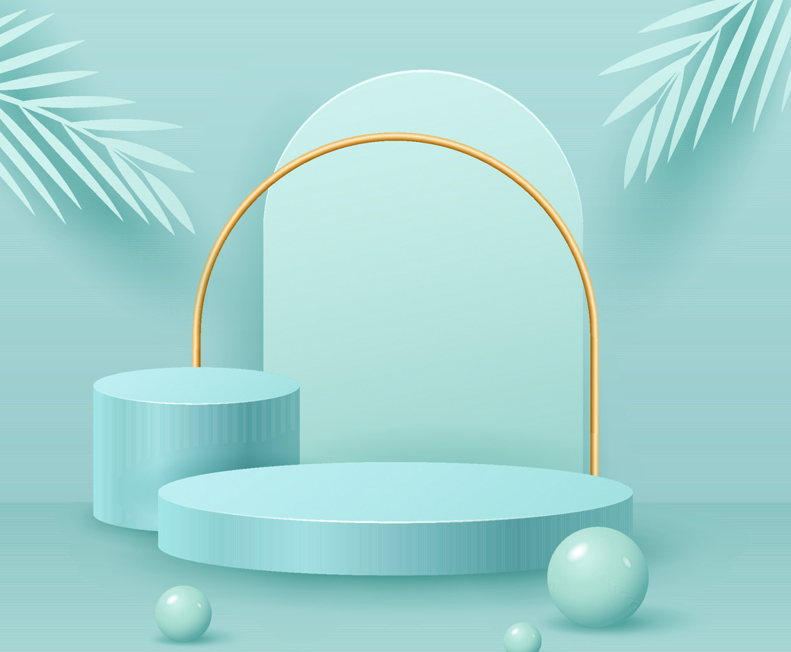 3D Blue Podium Template Background