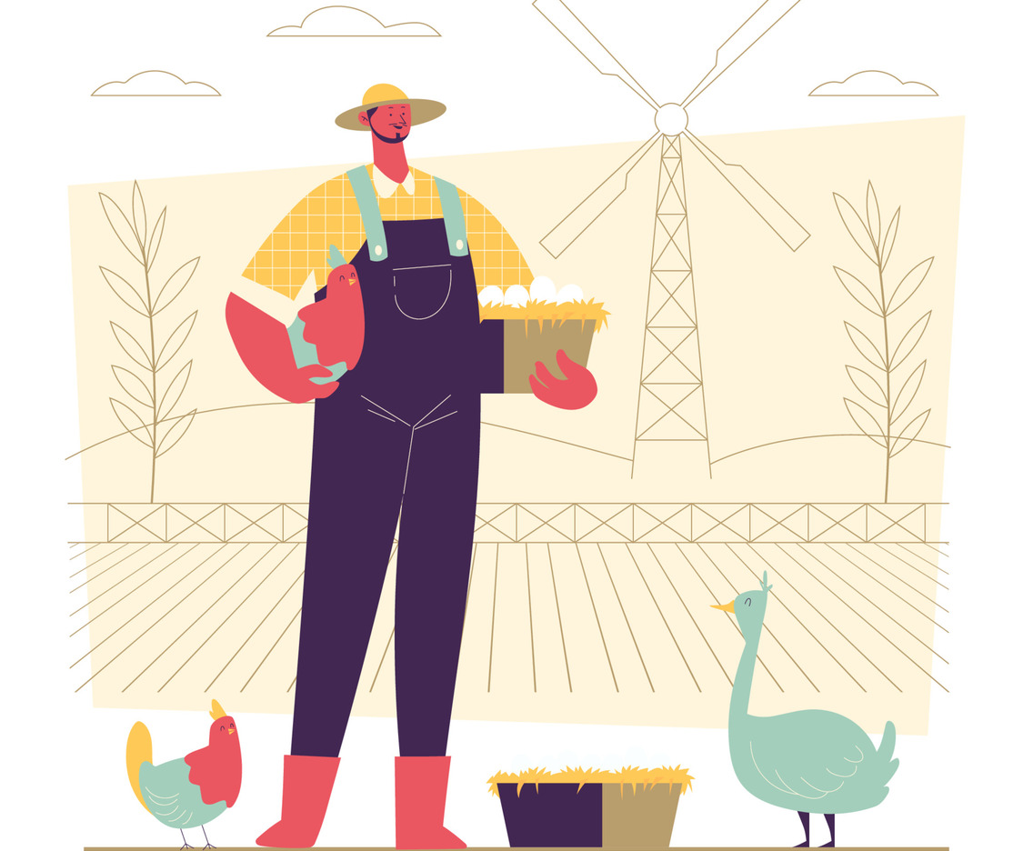 Farmer Gathering Harvest Concept