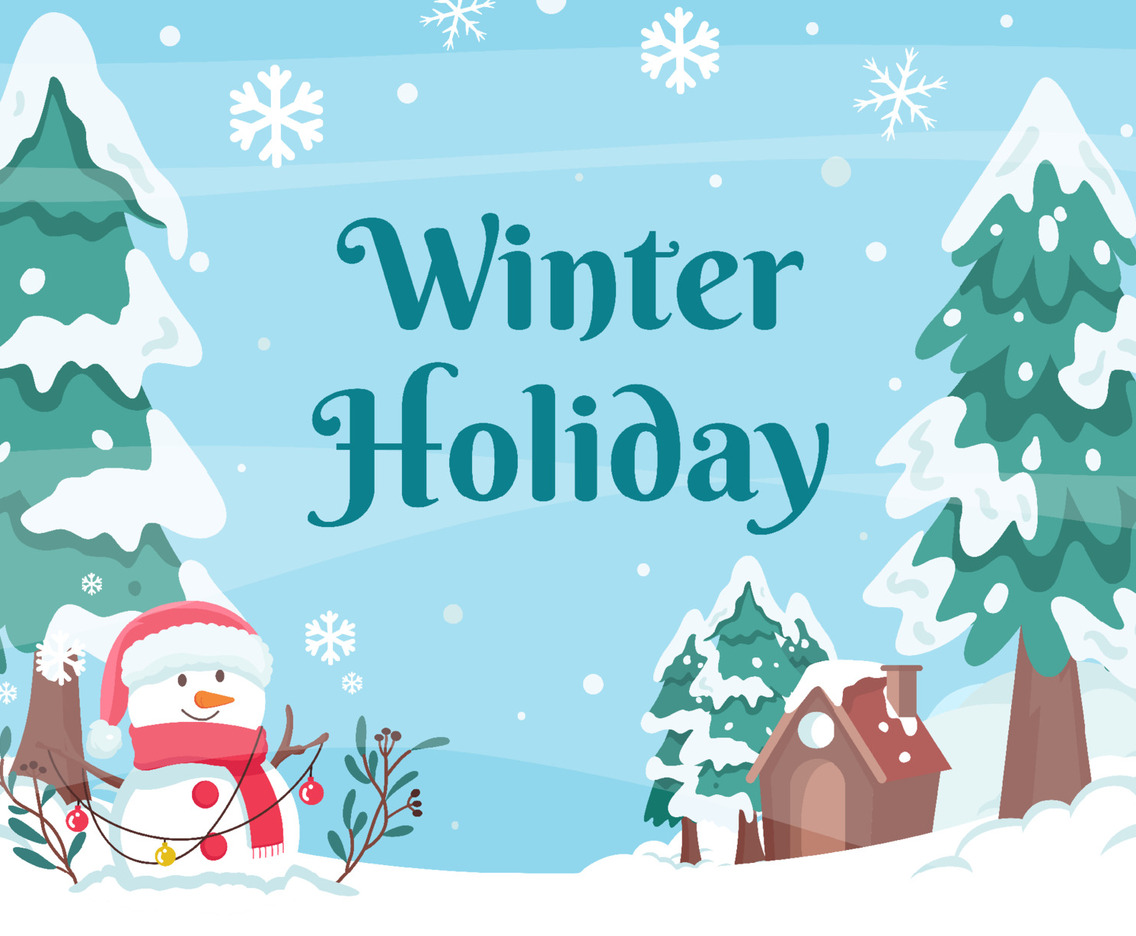 Snowman on Winter Holiday Scenery