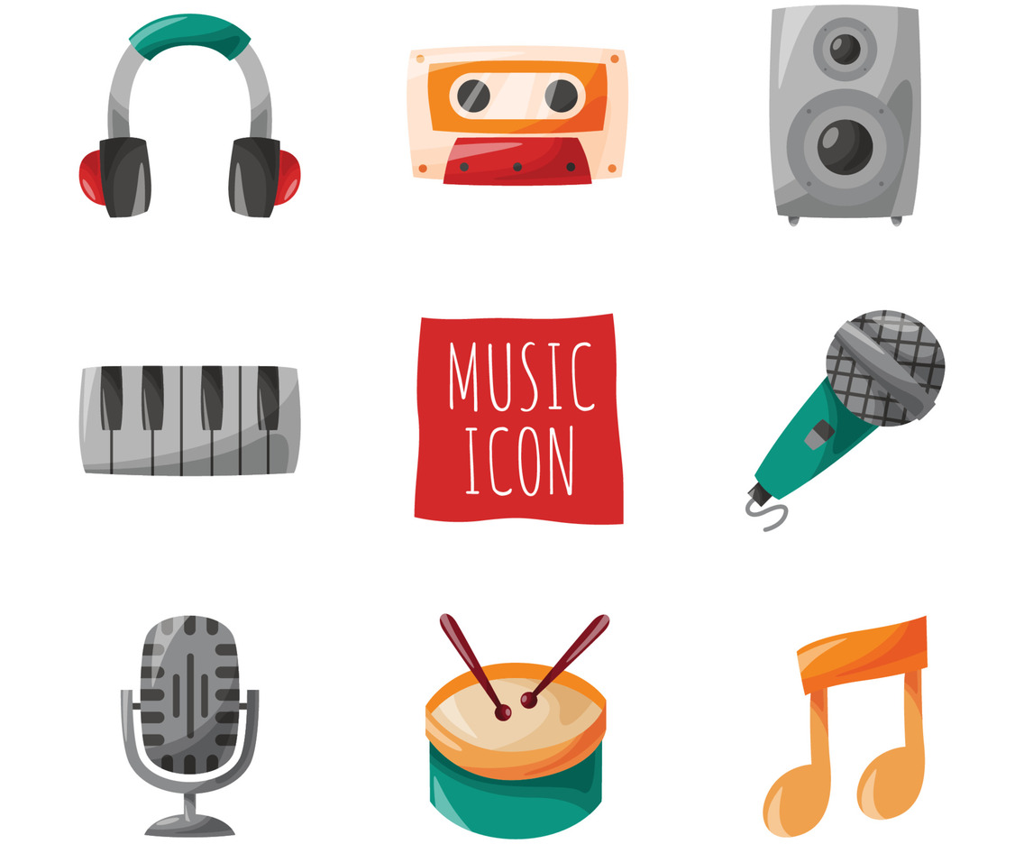 Music Doodle Colorful Icon Collection