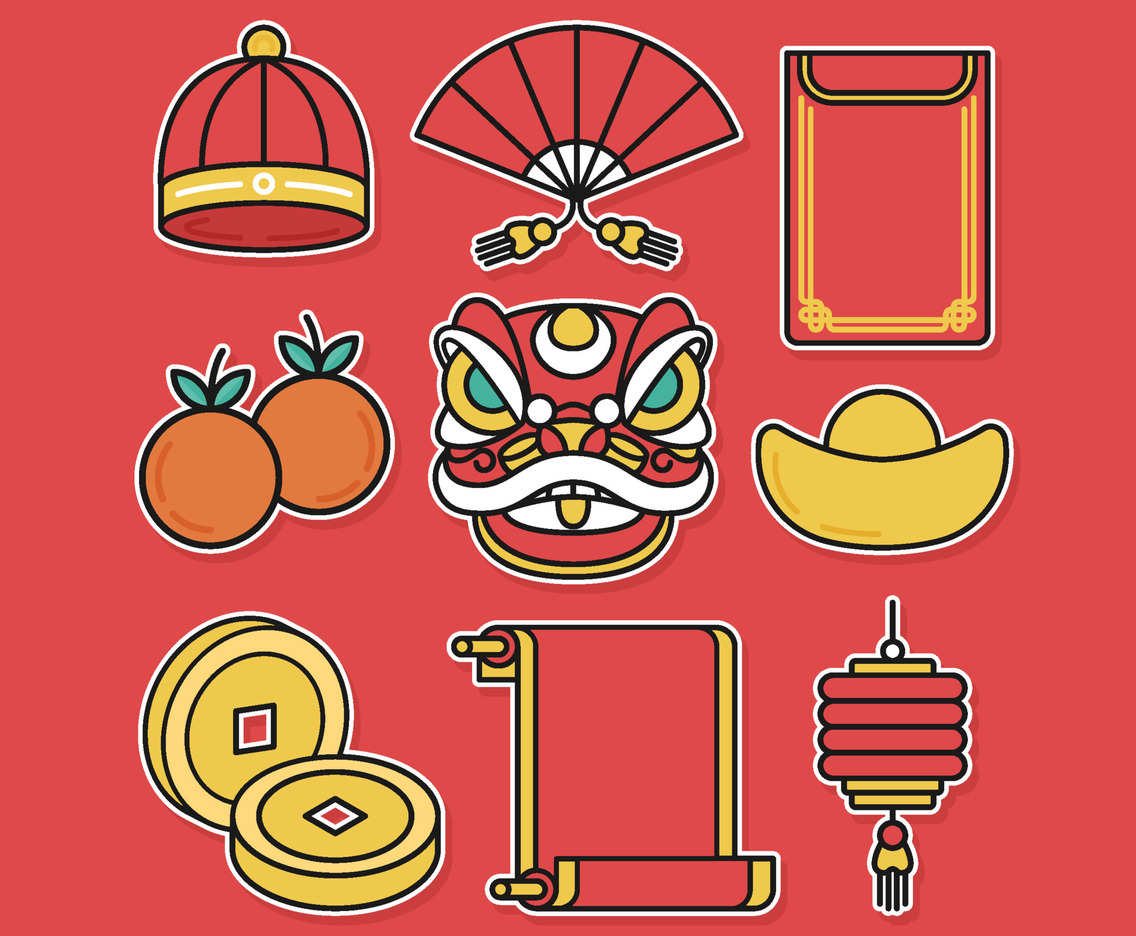 Gong Xi Fa Cai Icons Set Template