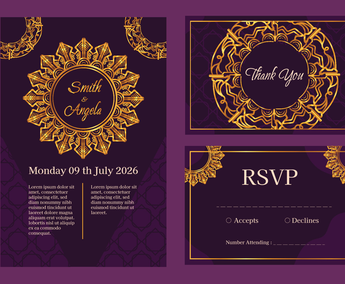 Elegant Indian Wedding Invitation Template Set