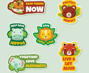 Save Wildlife Animal Sticker Collection