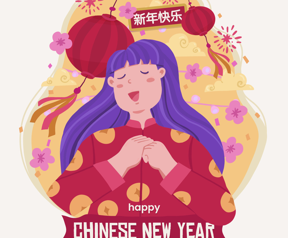 Girl Celebrating Chinese New Year Holiday