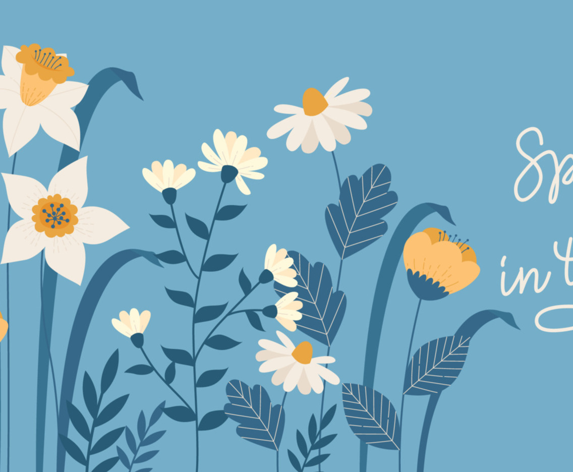 Spring Floral Background with Daffodil and Daisy