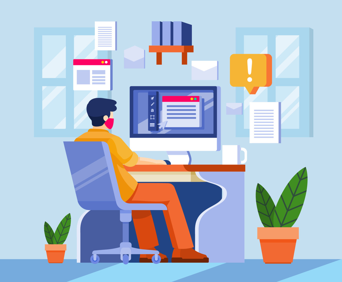 Back To Work in Flat 3D Style