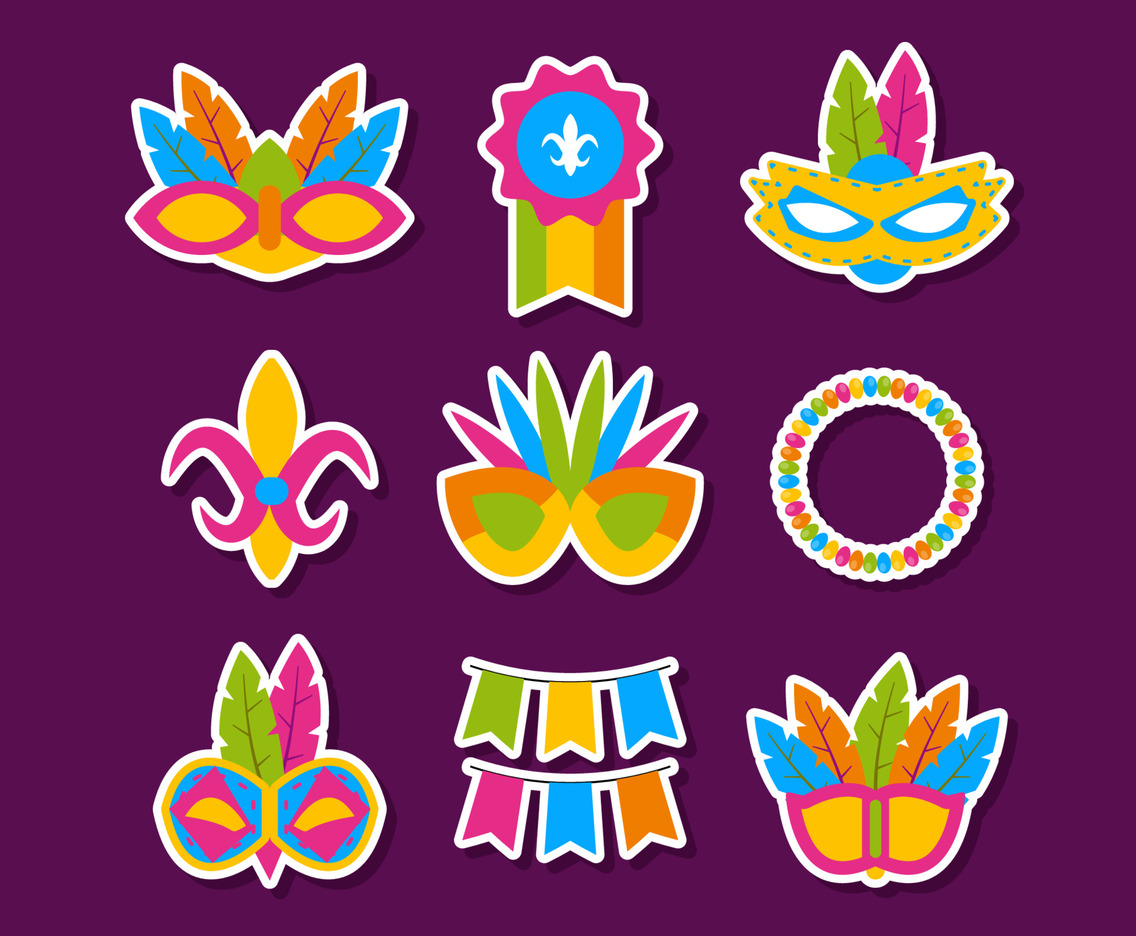 Happy Mardi Gras Festival Stickers