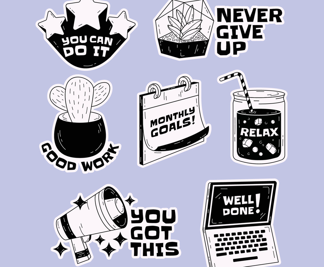 Monochrome Sticker Journal Collection