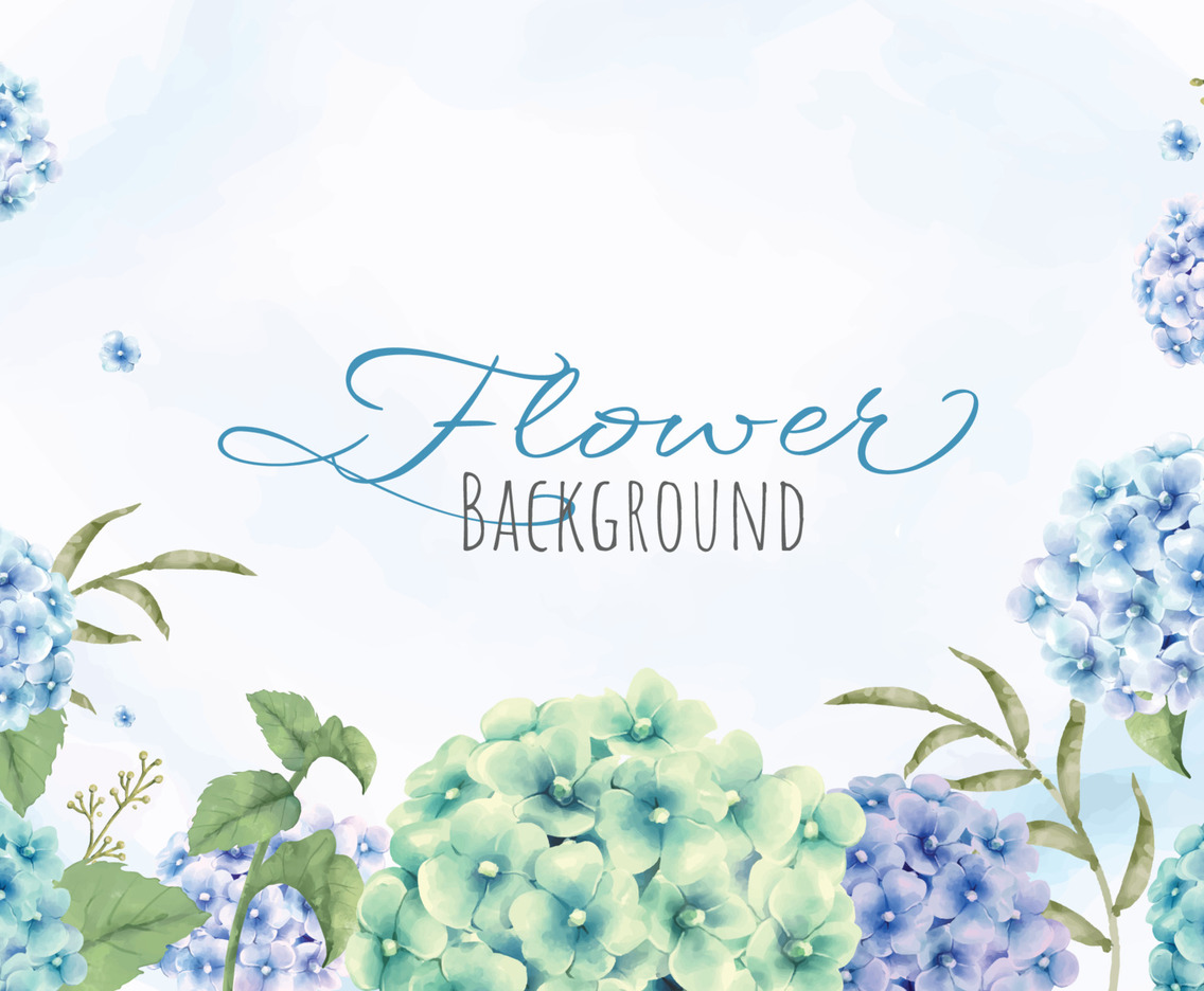 Watercolor Hortensia Flower in Spring Season Background