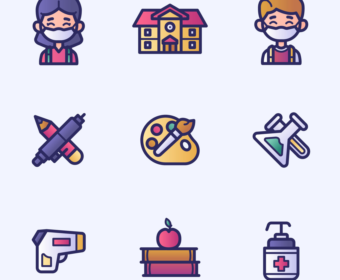 Back to School Icon Collection in New Normal