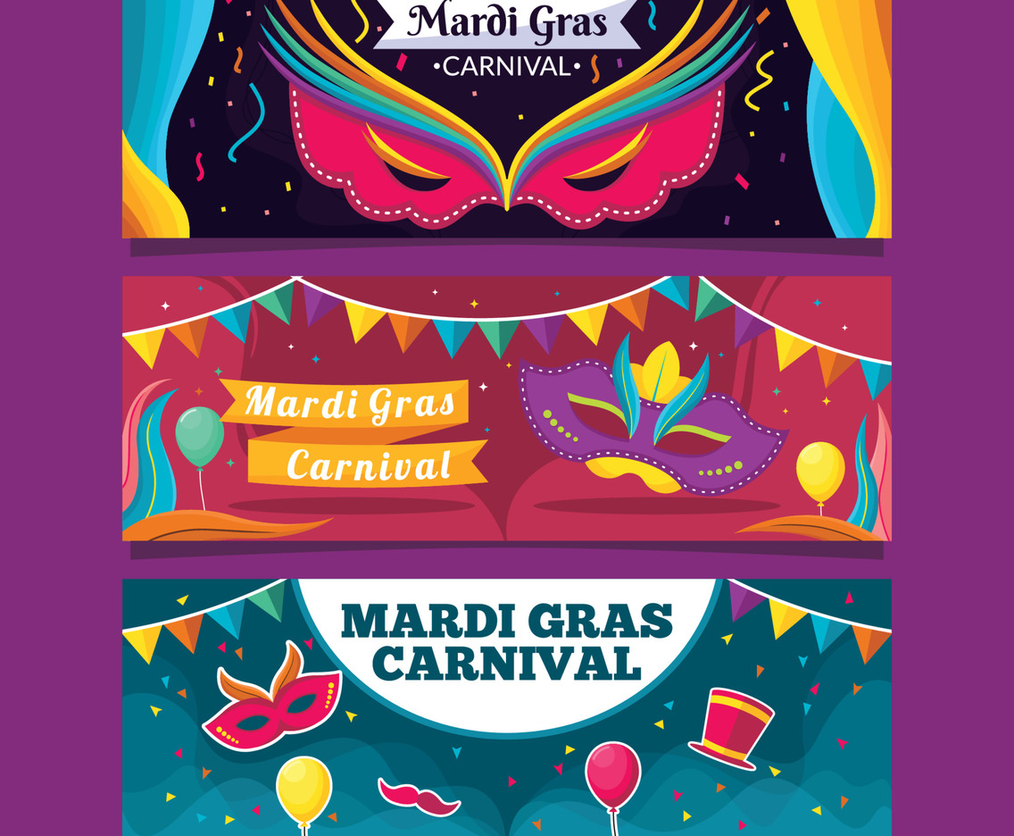 Mardi Gras Carnival Banner Set
