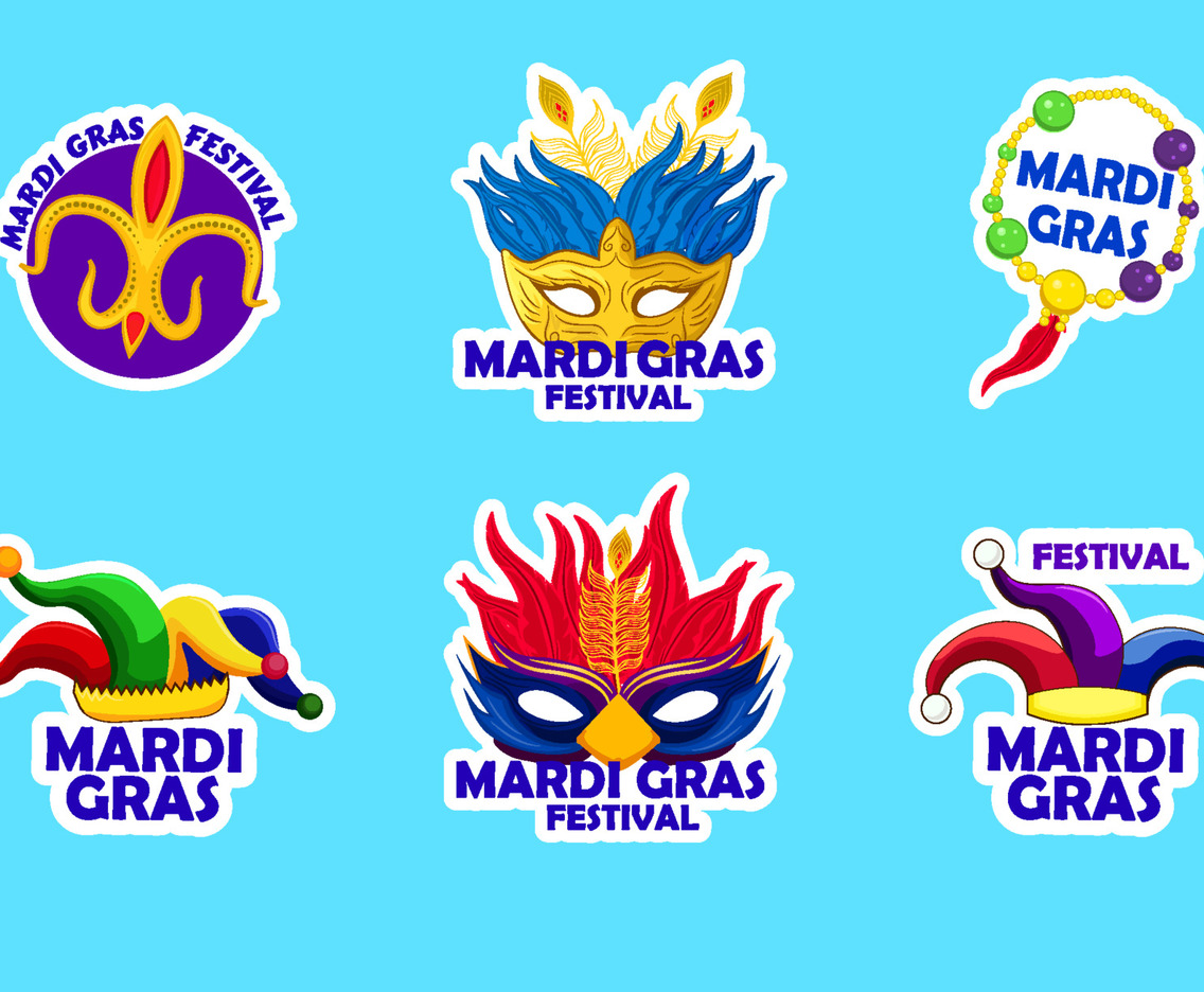 Mardigras Mask Sticker Template