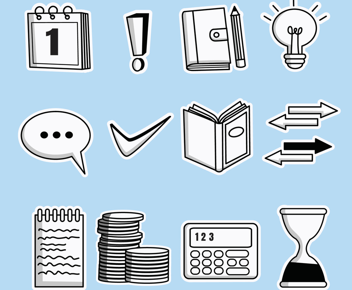 Monochrome Journal Sticker Vector Art &amp; Graphics | freevector.com