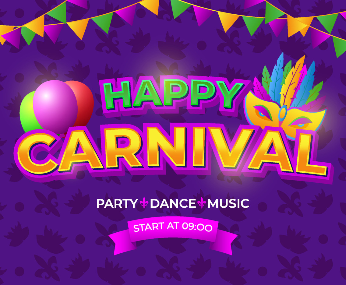 Mardi Gras Flyer With Inviting For Carnival Party