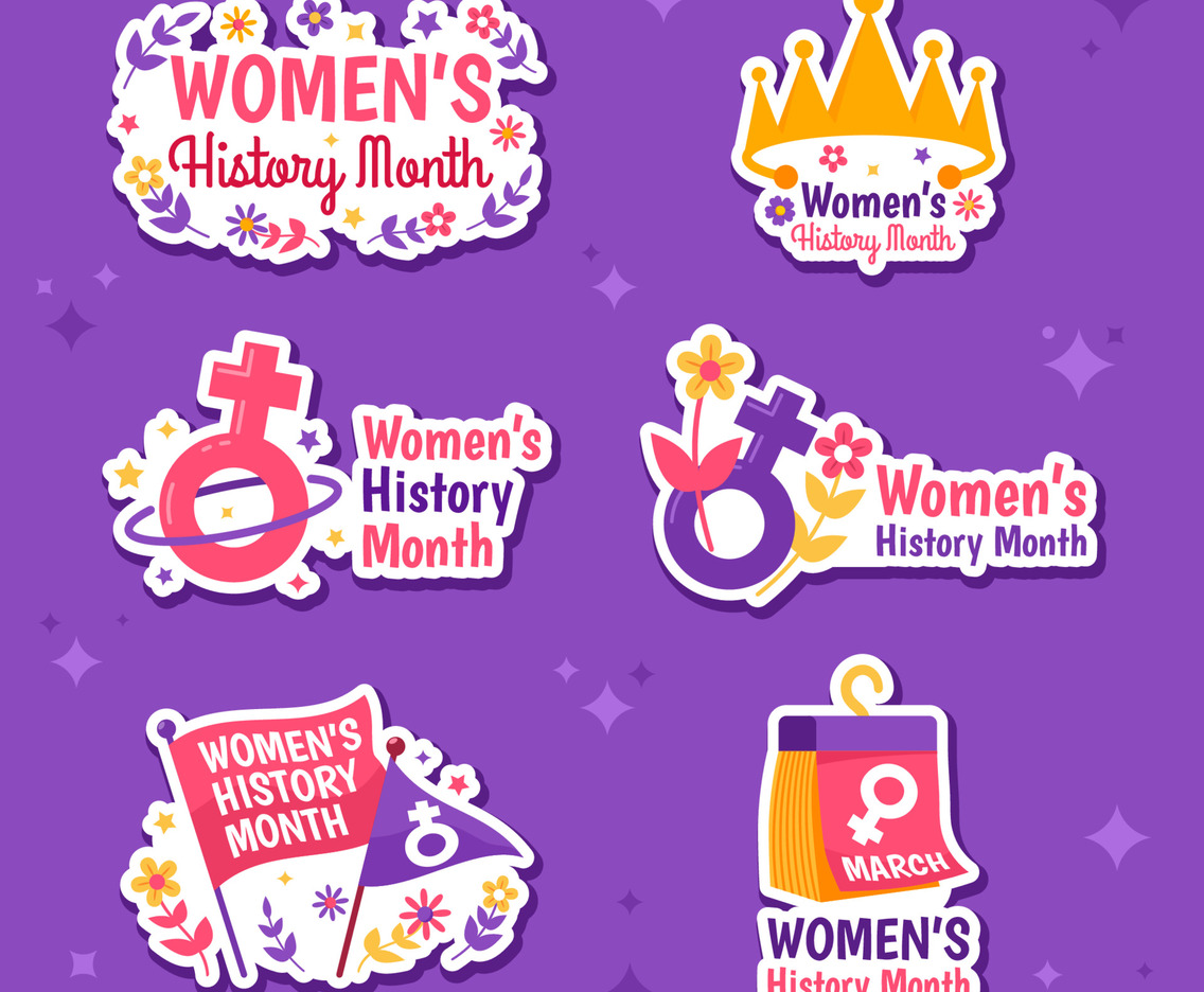 Set of Womens History Month Stickers