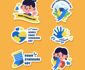 World Down Syndrome Day Awareness Sticker Pack Vector Art & Graphics ...