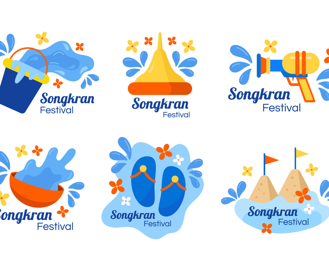 Songkran Festival Celebration Sticker Set