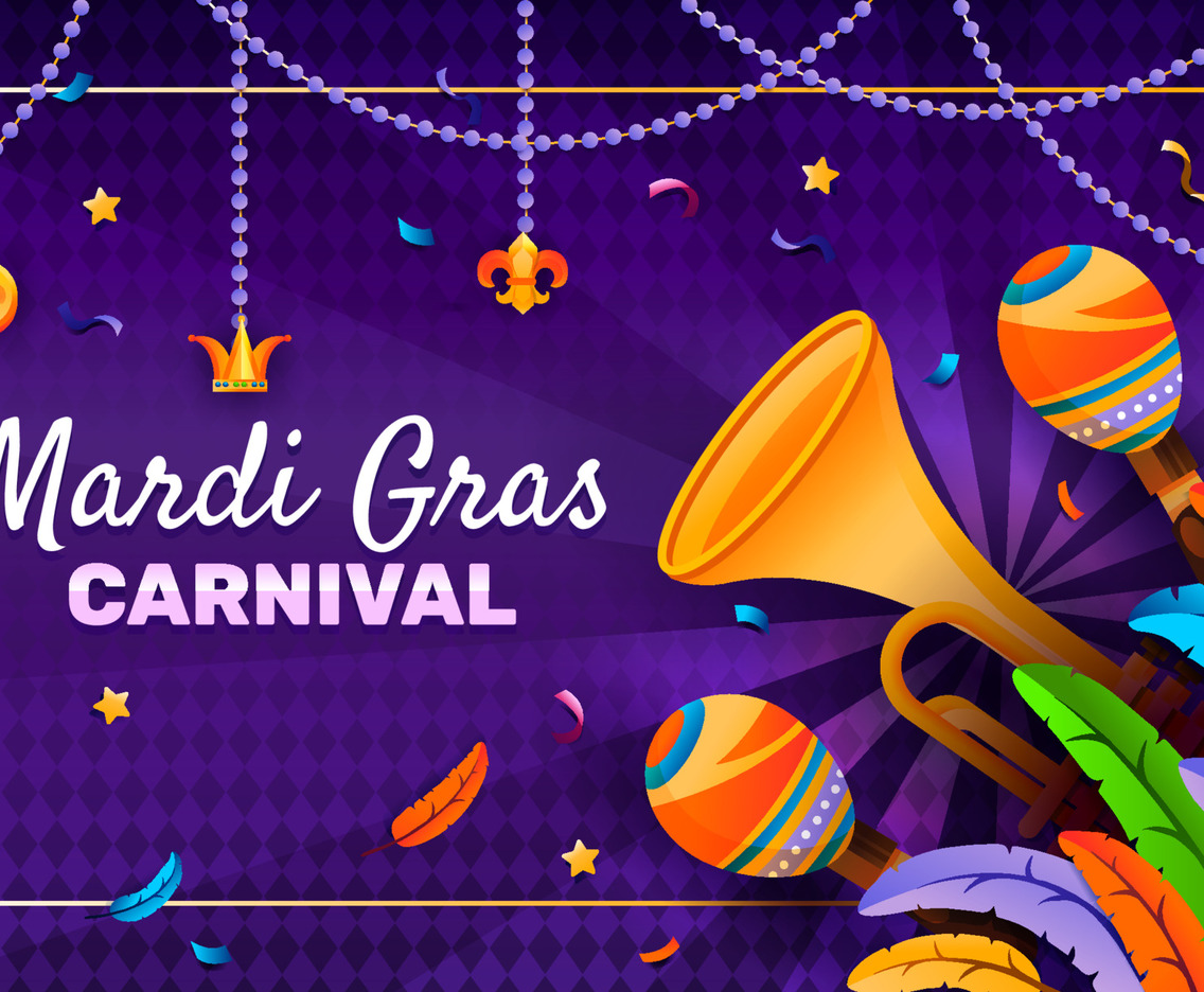 Mardi Gras Musical Celebration with Maracas and Trumpet
