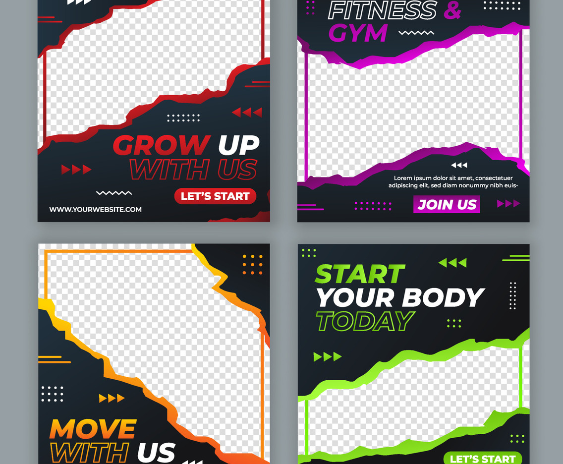 Collection Set of Social Media Post Modern Style Paper