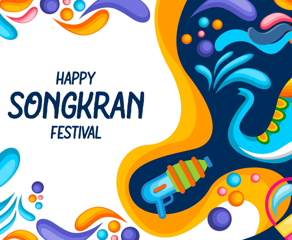Colorful Happy Songkran Festival Background