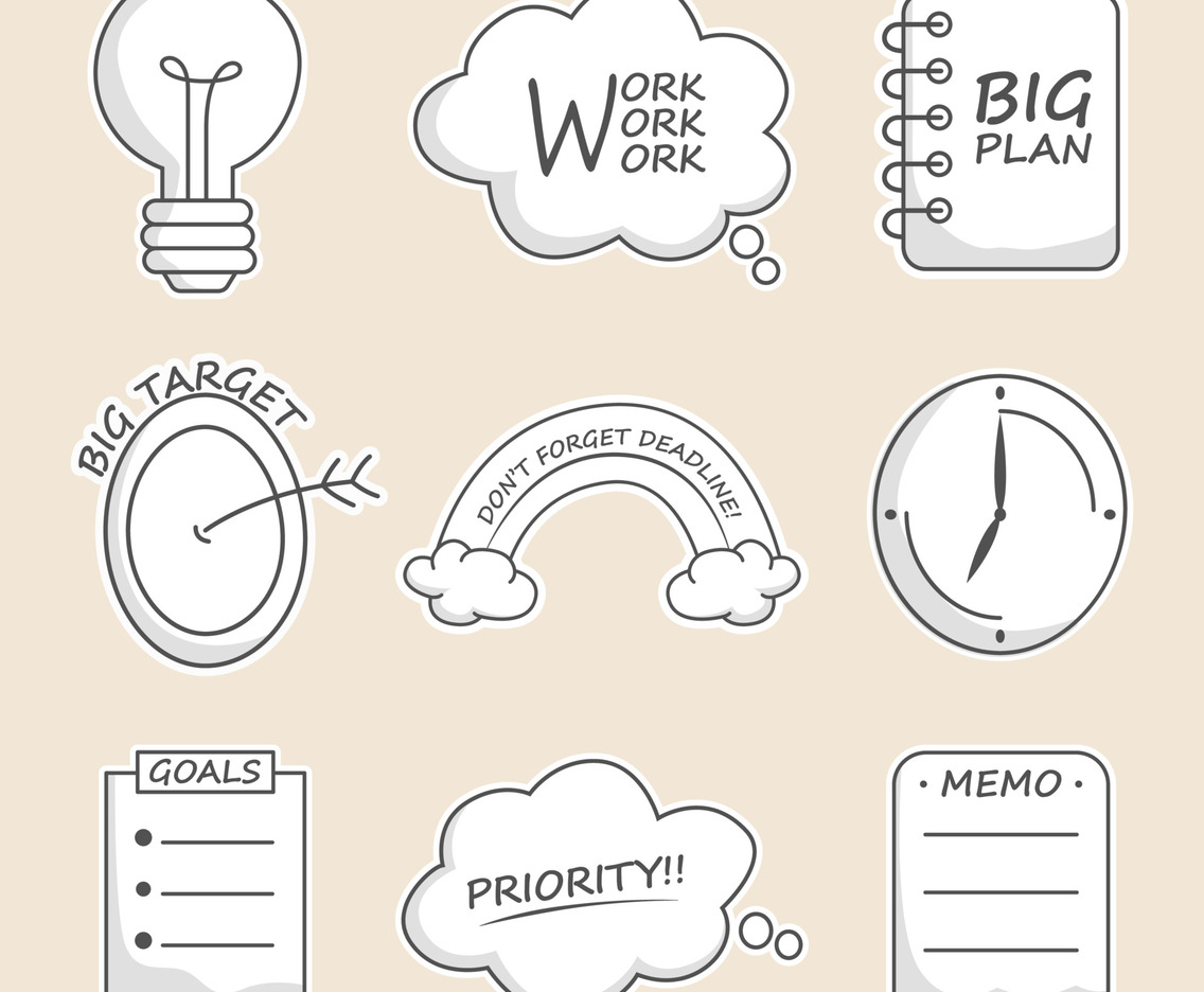 Monochrome Journal Element Sticker Set
