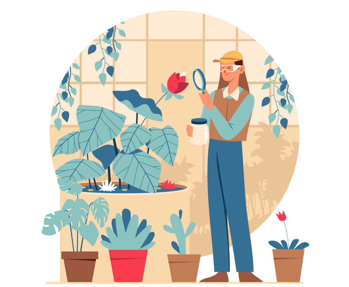 Female Botanist Researches Botanical