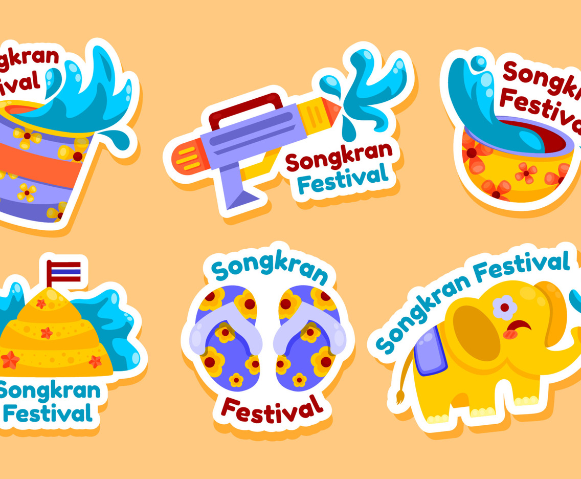 Songkran Festival Sticker Set Concept