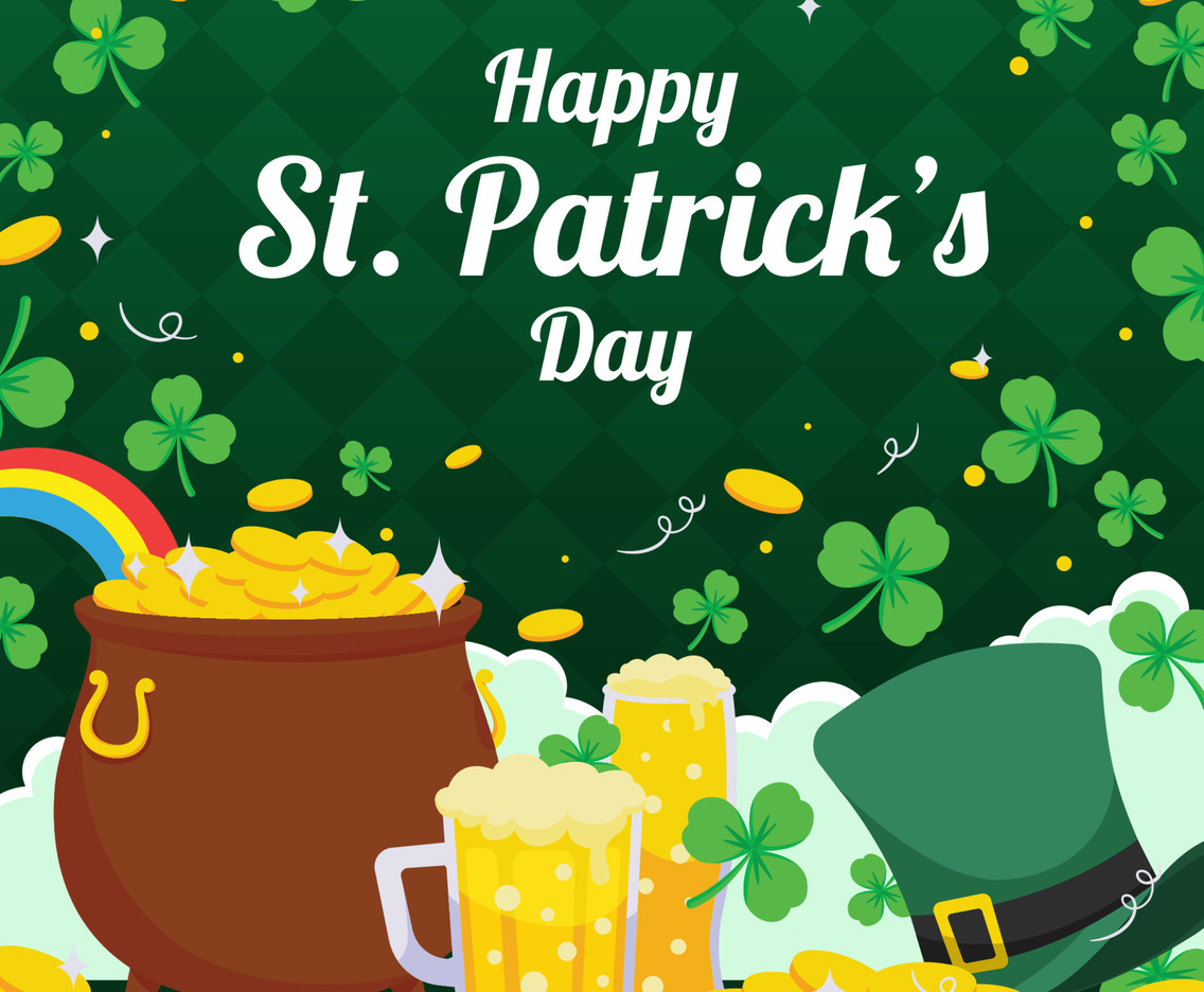 St. Patrick's Day with Falling Clover Leaves