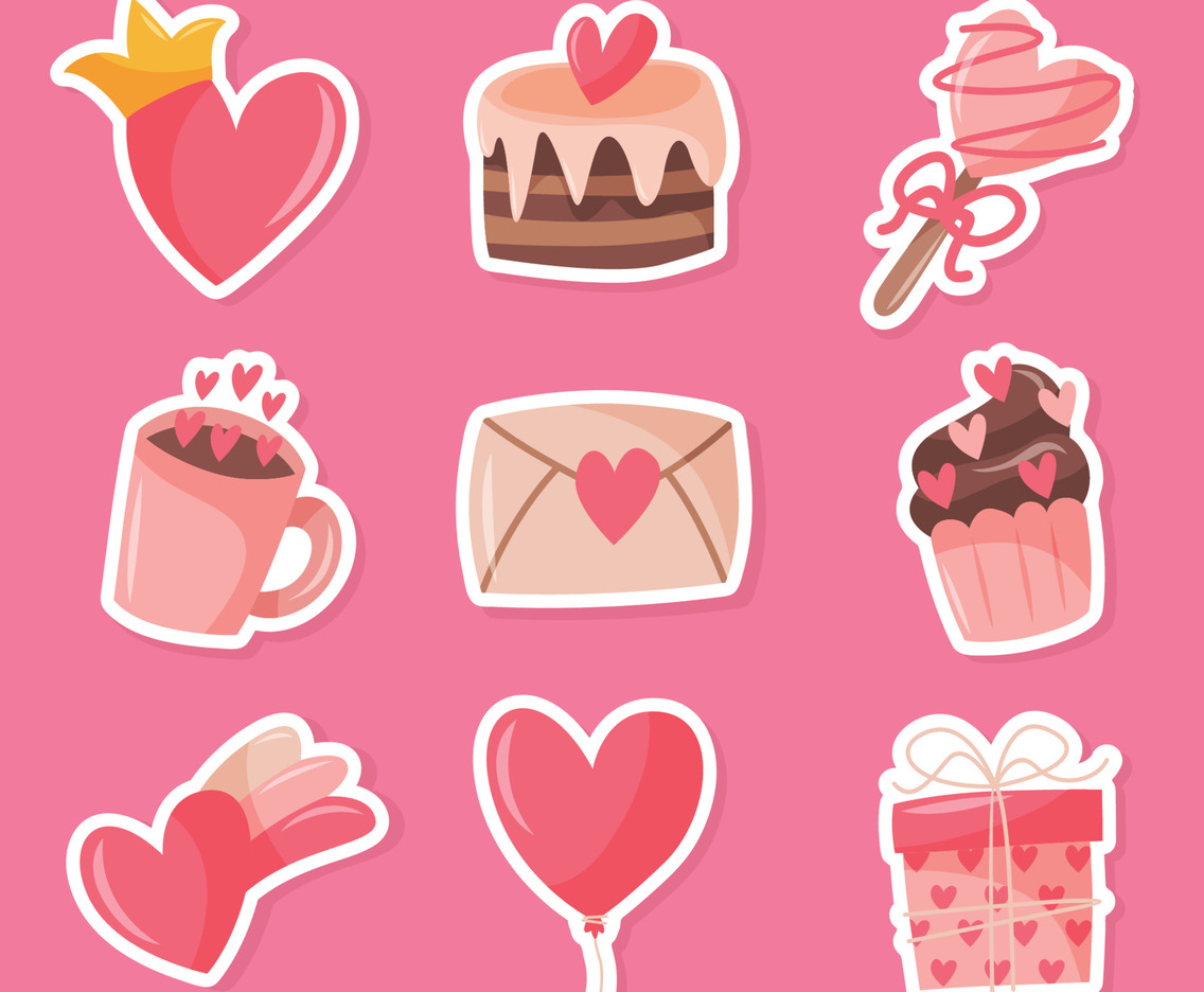 Set of Valentine Day Sticker