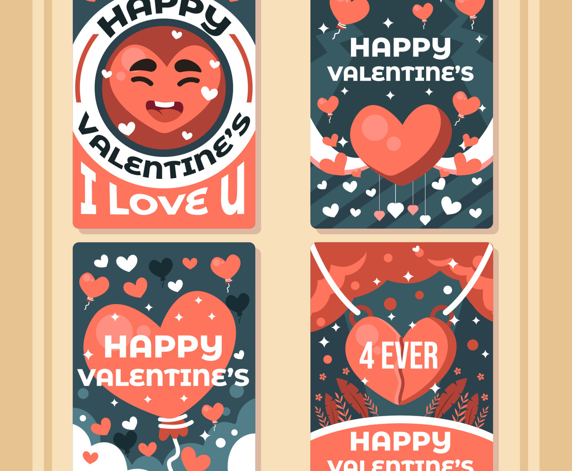 Cute Valentines Card with Heart Theme