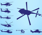 Helicopters Silhouettes Vector Graphics