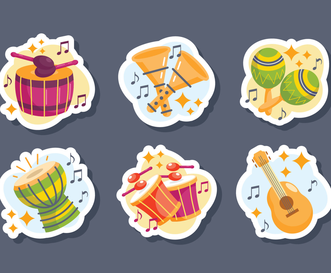 Mardi Gras Music Carnival Sticker Collection