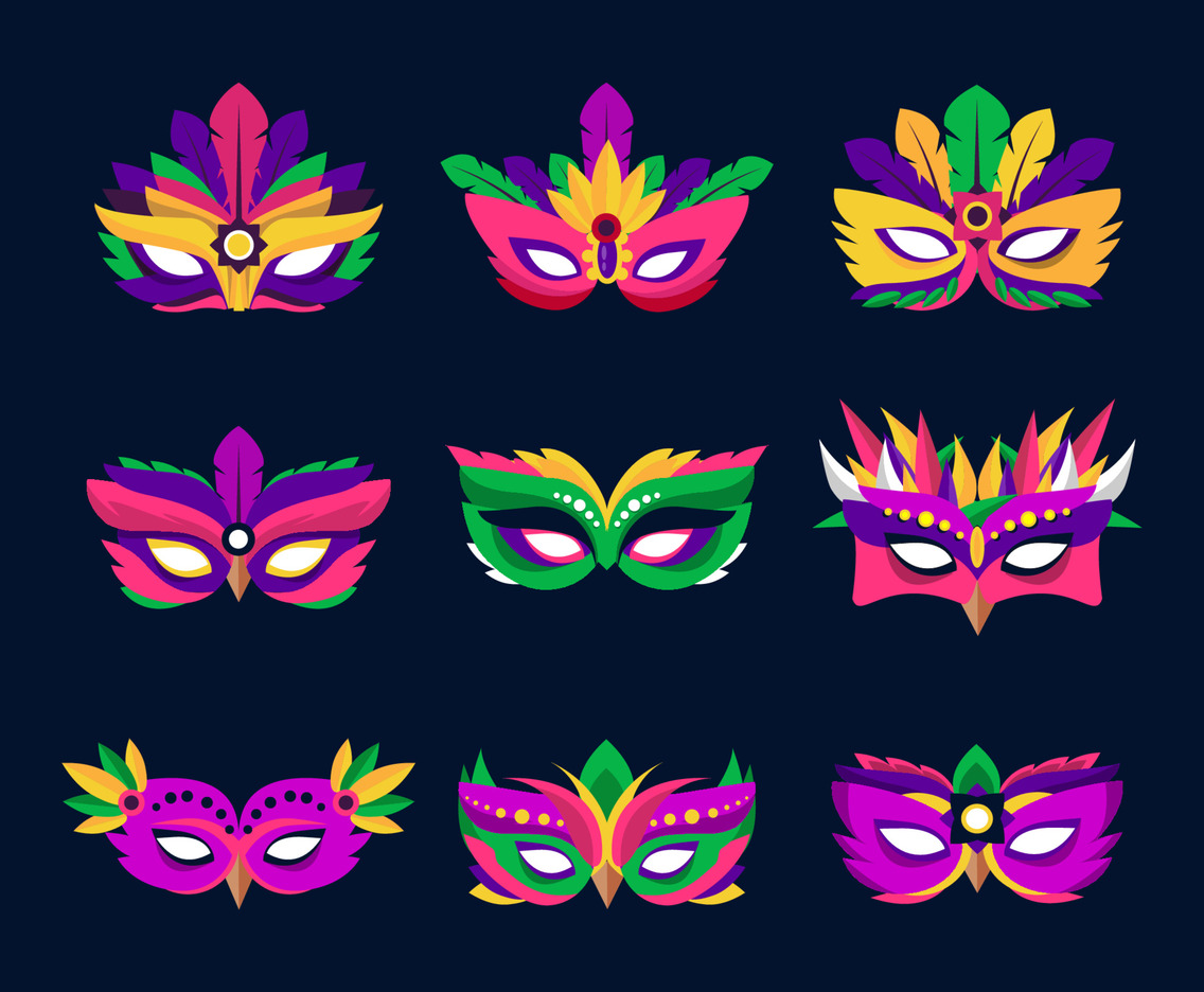 Mardi Gras Festival Mask Icon Collection