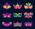 Mardi Gras Festival Mask Icon Collection