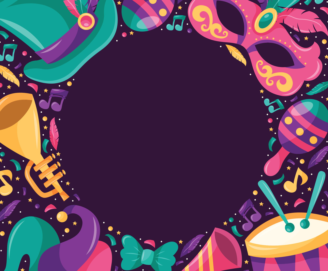 Mardi Gras Music Carnival Vector Background