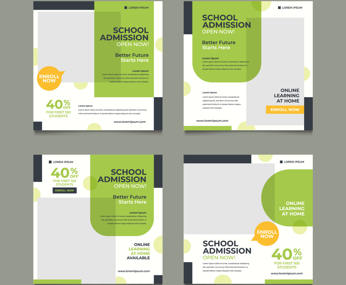 Set of School Admission Social Media