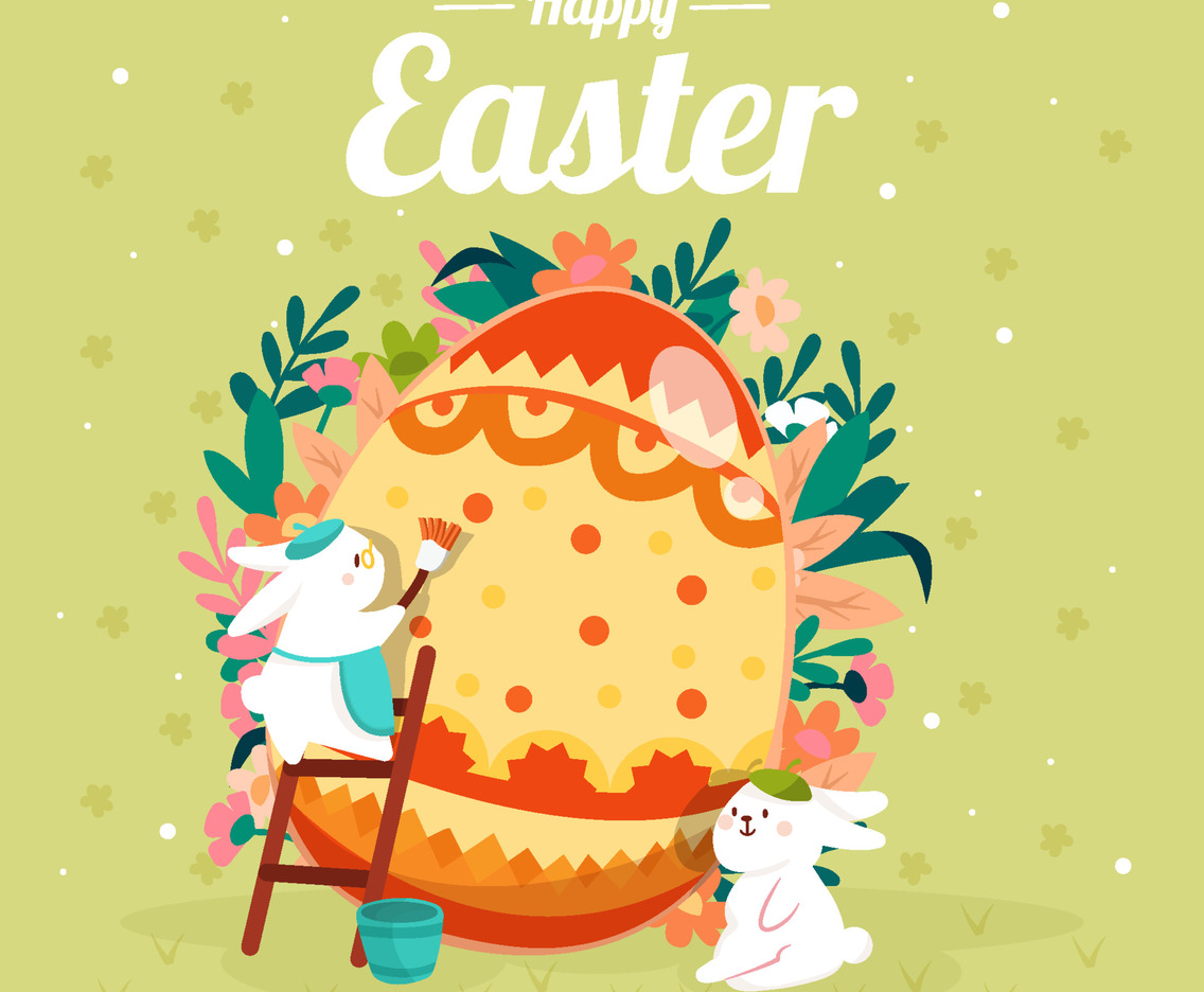 Rabbits Coloring Easter Egg Concept