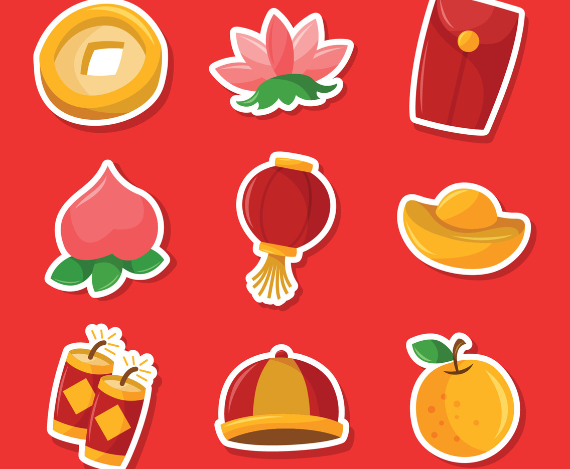 Chinese New Year Vector Sticker Collection