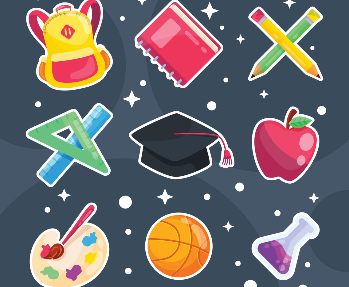 Cute School Sticker Items Set